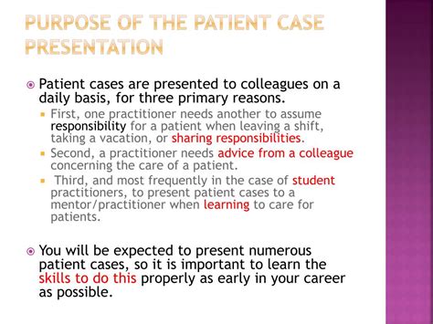 Patient Case Presentation Template