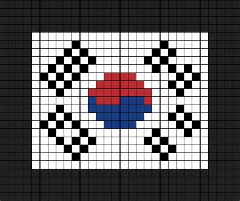 A Medium To Large Pixel Art Template Of The South Korean Flag