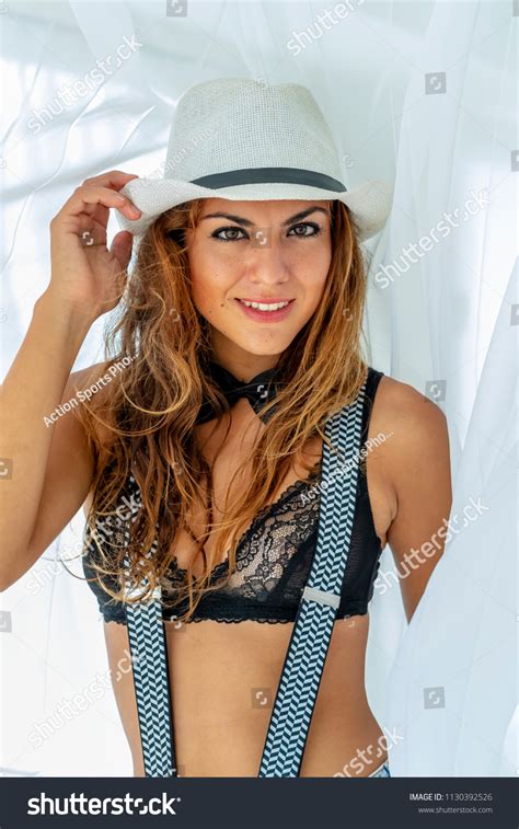 Sexy Hispanic Brunette Lingerie Model Poses Stock Photo 1130392526 Shutterstock
