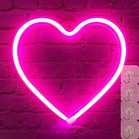 Neon Heart Lights Pink Heart Neon Sign Heart Led Light Led Heart Lamp Heart Ebay