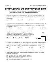 Study Guide For A P Physics 1 Unit 2 Forces Circular Motion