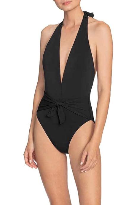 Robin Piccone Ava Knot One Piece Black Swim Suit Size 8 New Msc