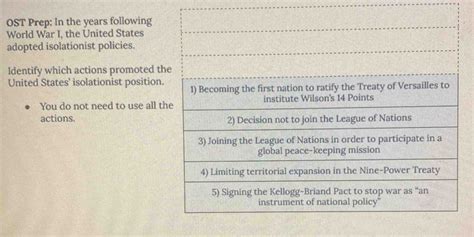 OST Prep: In the years following World War I, the United States adopted isolationist pol [Others]