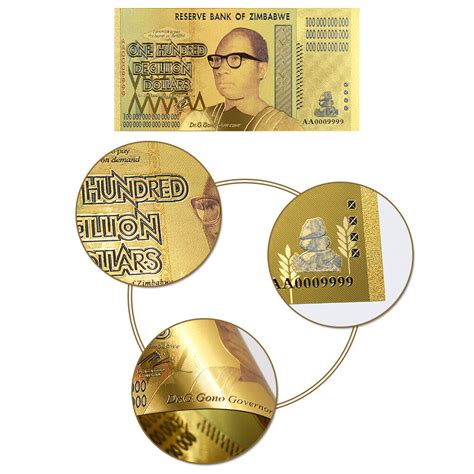 10pcs One Decillion Dollar Gold Foil Gold Banknote Christmas Souvenirs