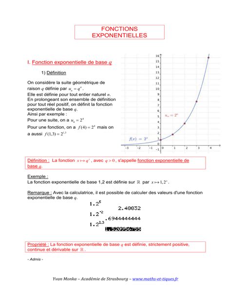 Fonctions Exponentielles