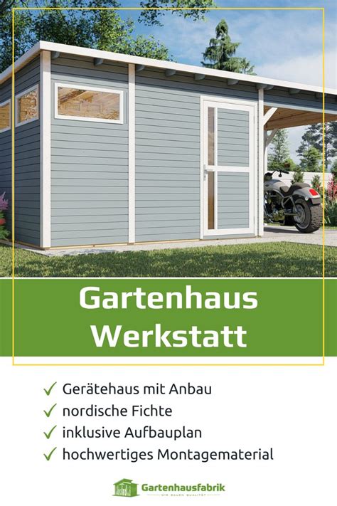 Schönes Gerätehaus mit Unterstand Garten Gartenhaus Gartengestaltung