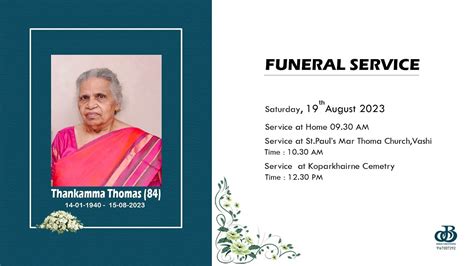 Funeral Service Mrs Thankamma Thomas Youtube