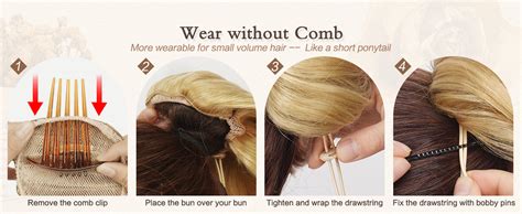 RUWISS Real Human Hair Short Drawstring Ponytail Hairpieces For Daily