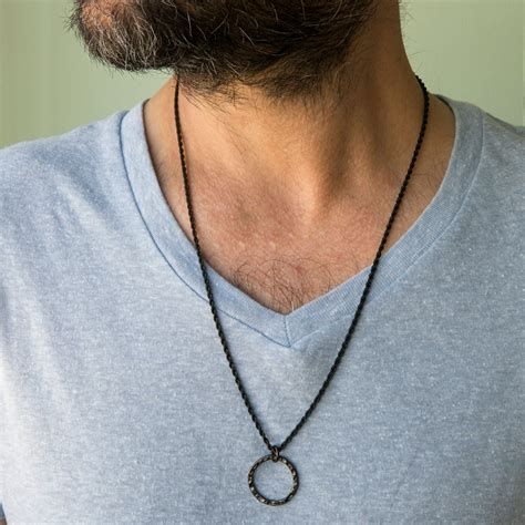 Herren Halskette Männer schwarze Halskette Schmuck für Etsy