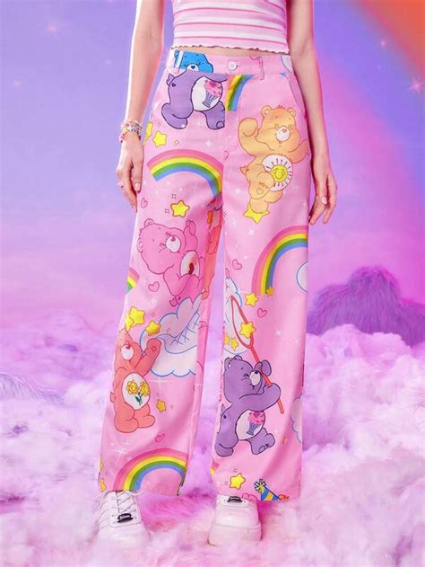 Romwe X Care Bears Cartoon Graphic Wide Leg Pants Shein Usa