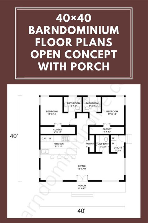 9 Jaw-Dropping 40x40 Barndominium Floor Plans | Barndominium floor plans, Floor plans, Barndominium