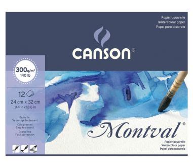 Papel Aquarela Canson Montval 300g Textura Fina 12 Fls Casa Da Loise