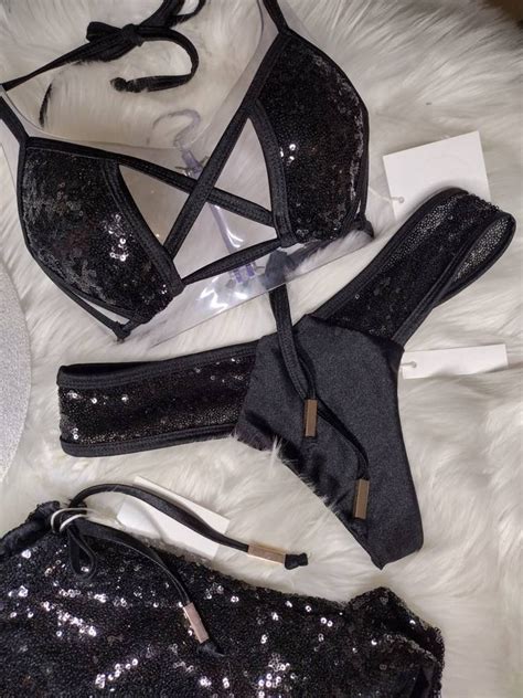 Black Sequin Bikini Etsy
