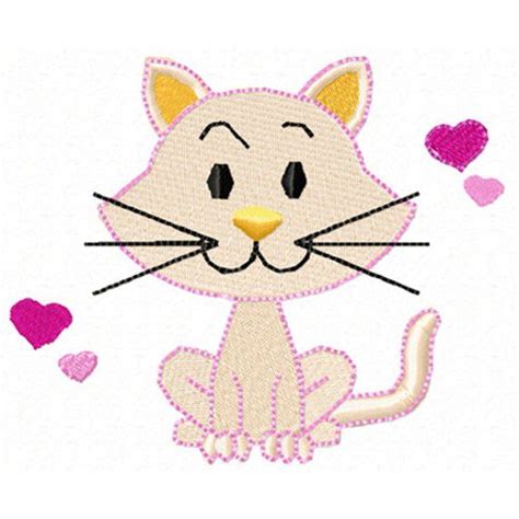 Kitty Cat Machine Embroidery Design Instant Download Professionally