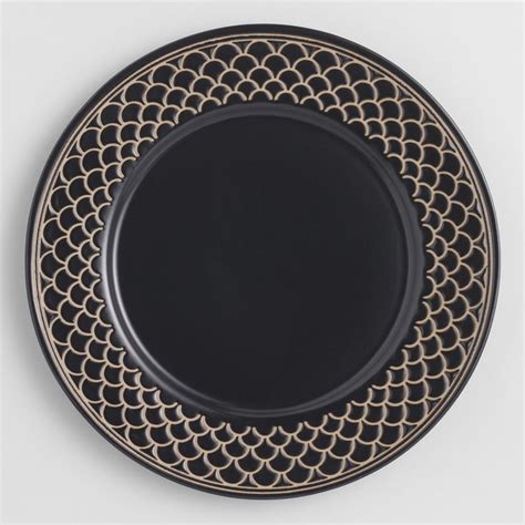 Black And White Textured Chloe Dinner Plates Set Of 4 Dinner Plate