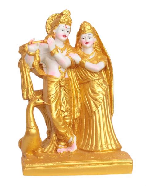 golden standing position resin radha krishna statues temple  rs