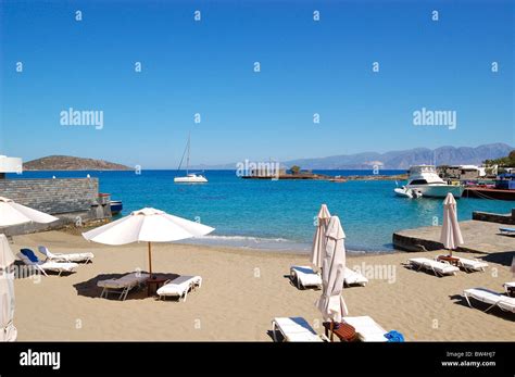 Beach of the luxury hotel, Crete, Greece Stock Photo - Alamy