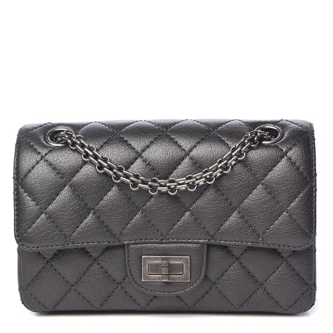 Chanel Metallic Sheepskin Quilted Reissue Mini Flap Dark Silver