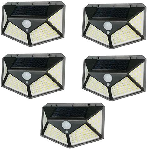 Luminária Parede Solar 100 Leds Bateria Balizador 5 Peças MadeiraMadeira