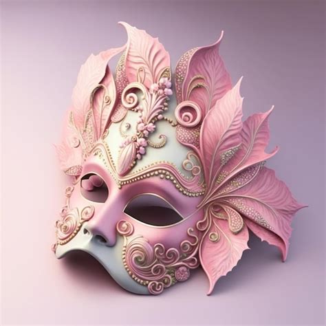 Premium Photo Venetian Carnival Mask Pink Pastel Color Isolated