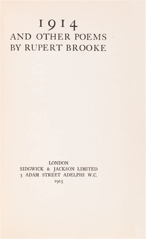 1914 and Other Poems by BROOKE Rupert: (1915) | Maggs Bros. Ltd ABA ...