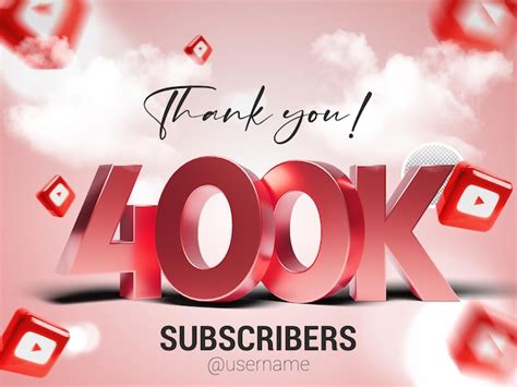 Premium Psd Thank You 400k Subscribers On Youtube Psd