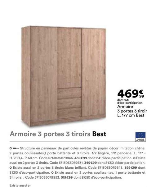 Promo Armoire Portes Tiroir L Cm Best Chez But Icatalogue Fr