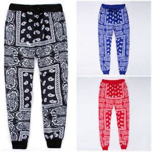 Cashew Nut Bandana Paisley Print Jogger Drawstring Pants Men Rap Harlem