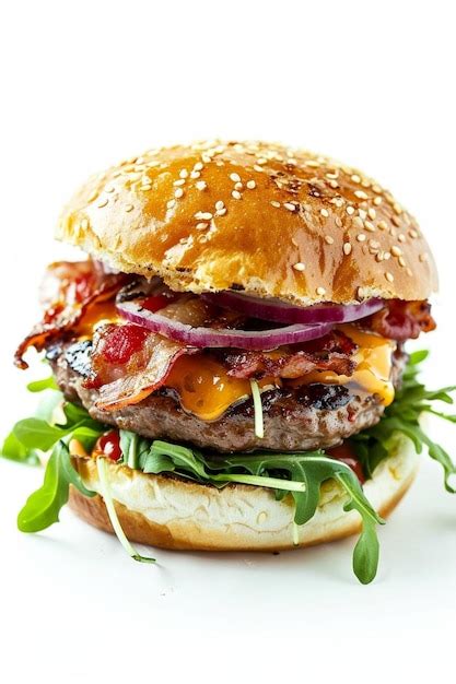 Premium Photo A Hamburger With Bacon Lettuce And Cheese