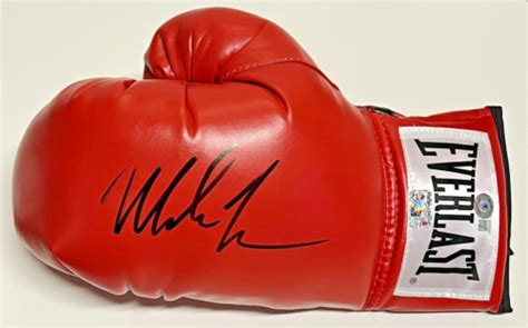 Mike Tyson Autographed Everlast Red Boxing Glove Black Auto Beckett Bas