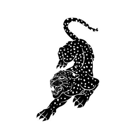 Leopard Head Traditional Tattoo Outline Royalty Free Vector