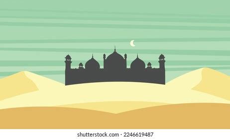 Desert Landscape Background Illustration Vector Silhouette Stock Vector ...