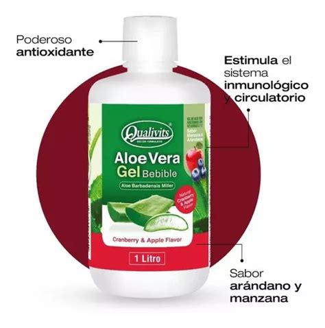 Aloe Vera Bebible Qualivits 1 Litro Sabor Manzana Arándano Sabor