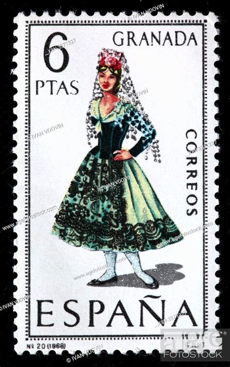 Granada Andalusia Woman In Traditional Fashioned Regional Costume Postage Stamp Spain 1968