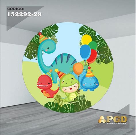 Painel Redondo X Mt Tema Dino Baby Modelo Tecido Em