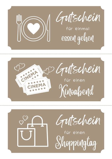 Gutschein Essen Gehen Kinoabend Shoppingtag Gutschein Geschenke