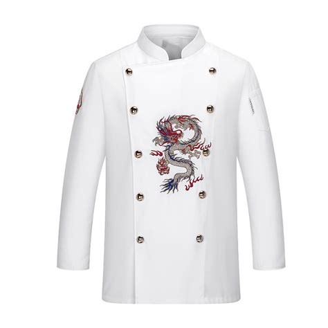 Chinese restaurant zhong guo long embroidery chef coat chef uniform Factory Wholesale