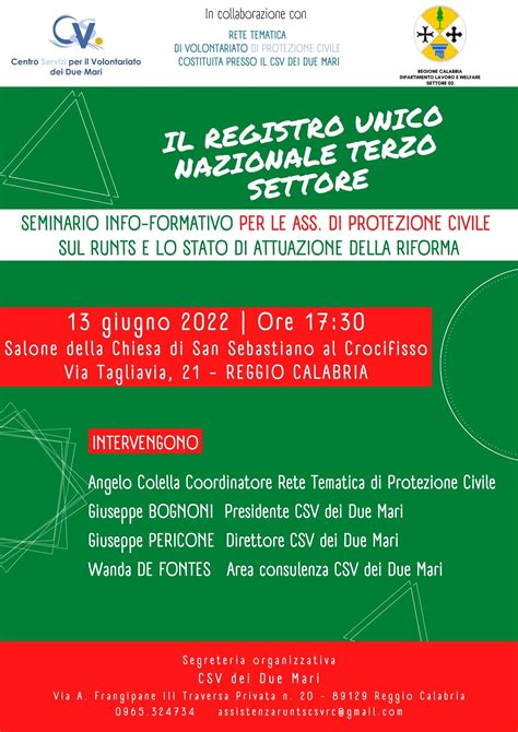 Csv Dei Due Mari Ets Seminario Info Formativo Per Le Associazioni