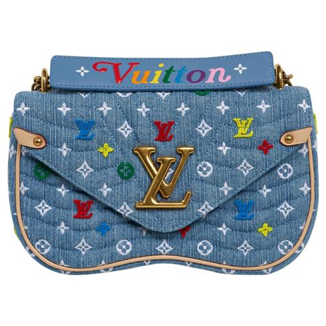 Louis Vuitton New Wave Chain Shoulder Bag Embroidered Monogram Denim