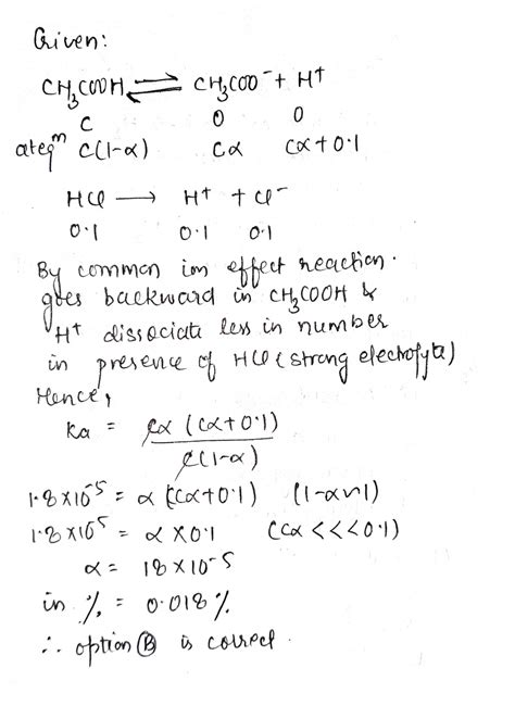 Calculate The Percentage Ionization Of M Acetic Acid In M Hci