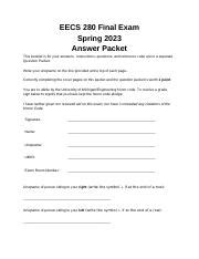 Eecs Spring Final Exam Answer Packet Container Adts Course