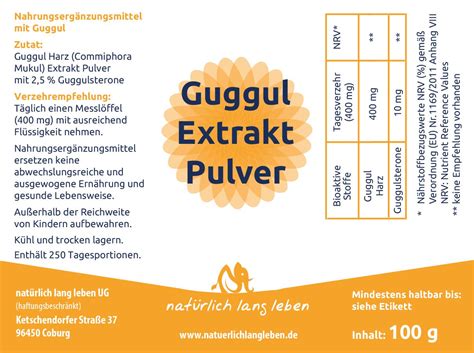 natürlich lang leben Guggul Extrakt Pulver 100 g Shop Apotheke