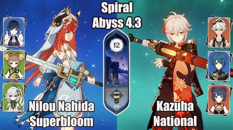 C0 Nilou Nahida Bloom And C1 Kazuha National SPIRAL ABYSS 4 3 Genshin