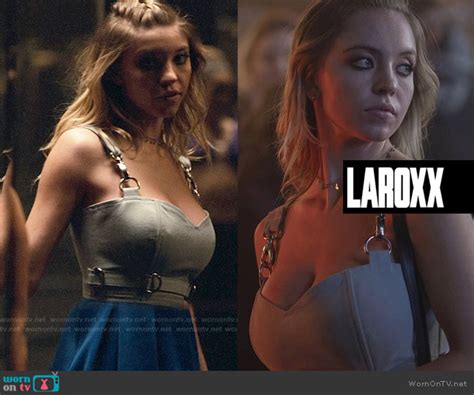 Wornontv Cassies Denim Buckled Crop Top On Euphoria Sydney Sweeney