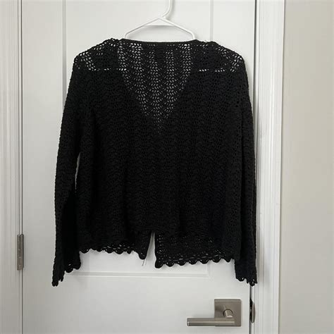 Vintage Black Crochet Cardigan Brand Is Josephine Depop