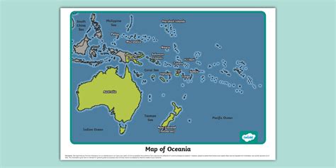 KS1 Labelled Map Of Oceania Geography Teacher Made