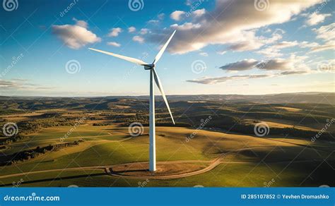 Generative Ai Wind Turbines In A Field Green Farm Landscape Environmentally Eco Friendly