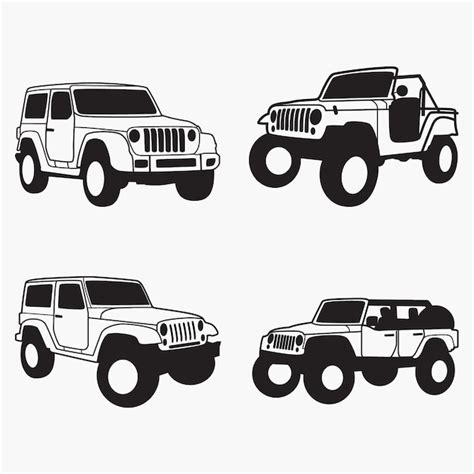 Premium Vector Jeep Silhouette Silhouettes