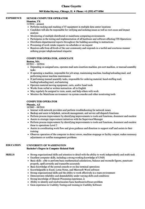 20 Computer Operator Resume Cv Templates In Word 51 Off