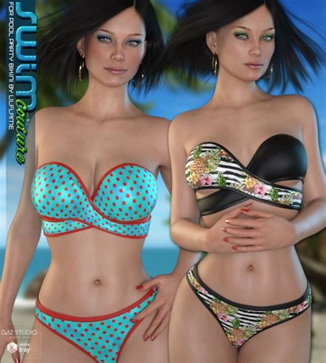 SWIM Couture For Pool Party Bikini 3d Models For Daz Studio And Poser